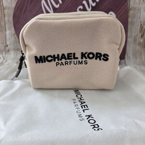 Michael Kors Beige Black Cosmetic Bag